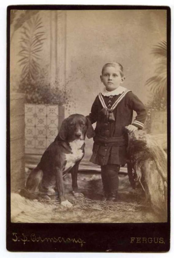 Boy with Dog, J.S. Armstrong Photo, Fergus, ON  