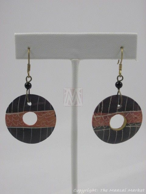 African Jewelry Maasai Soapstone Earrings Kenya Handmade #298  