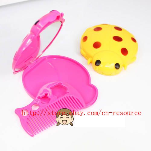 lovely beetle cosmetic mirror and comb pocket cartoon m  