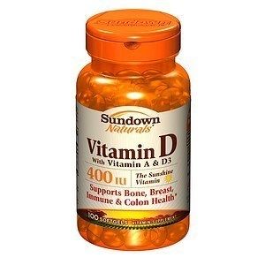 Sundown Naturals Vitamin D3 w/Vitamin A Supports Colon Health   400 IU 