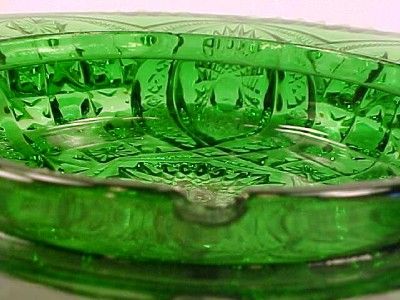 EAPG Antique MEMPHIS GREEN w GOLD GILT BUTTER DISH Northwood DOLLS EYE 