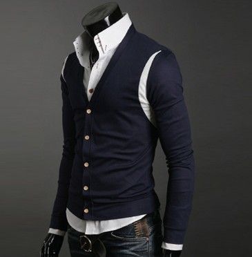 CASUAL VESTE MANTEAU COL V KNIT SLIM Y04  