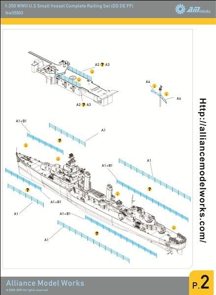   Model Works 1350 Ship Railing WWII U.S Small Vessel, NW35003  