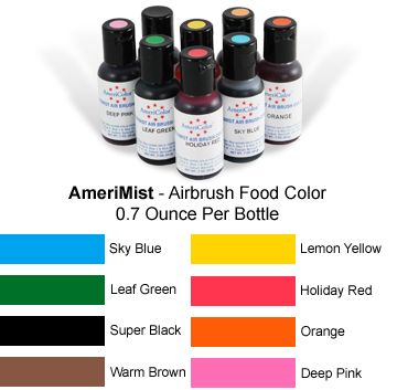 NEW 8 AMERIMIST AIRBRUSH FOOD CAKE COLOR KIT SET 0.7oz  