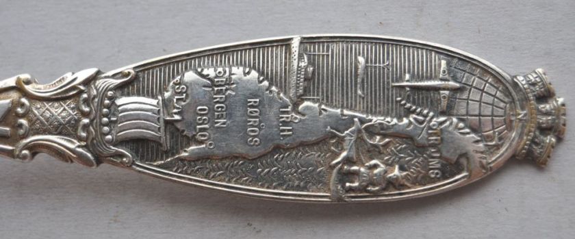 Norway Norge Vintage Silverplated Spoon NORWEGIAN MAP  