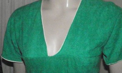 Vintage 70s Green Terry Cloth Casual Shirt M Dittos  