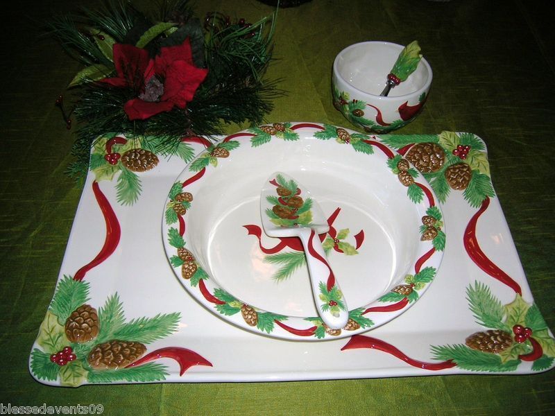   Ceramic 5 pc. Platter Serving Set Pie Plate by Valerie NEW  