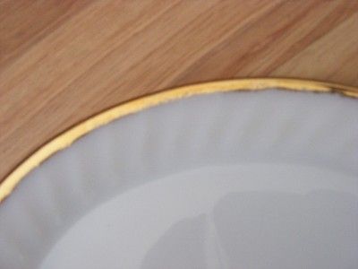 Fire King White Swirl Gold Trim Oval Platter 11.75  