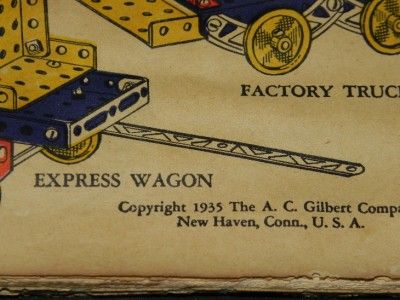 1935 Antique Vintage A.C. GILBERT STEAM SHOVEL Erector Set w/ Wooden 