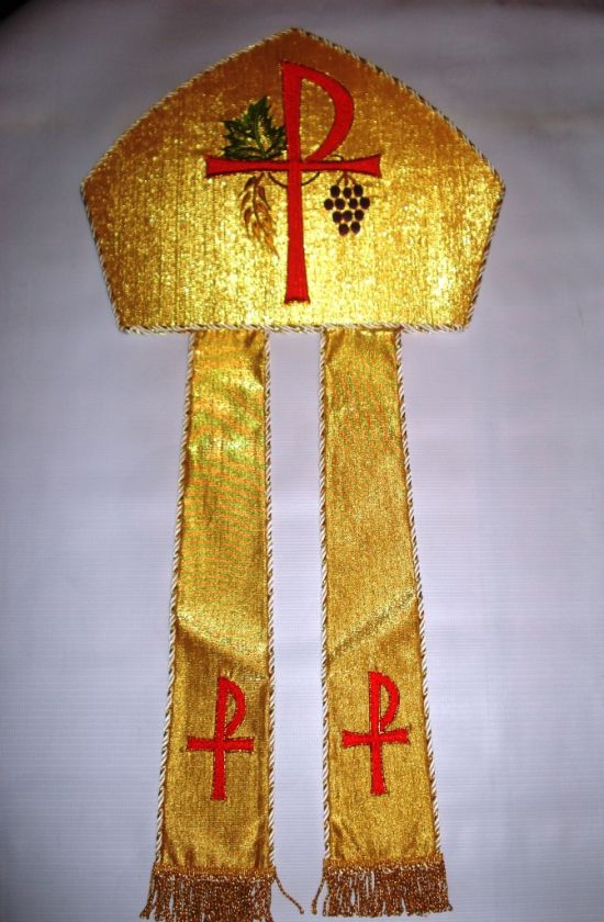 New Vestment Miter Gold Green Red White Purple Chi Rho  