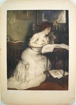 MANUEL ROBBE Signed Original c. 1907 Color Aquatint  