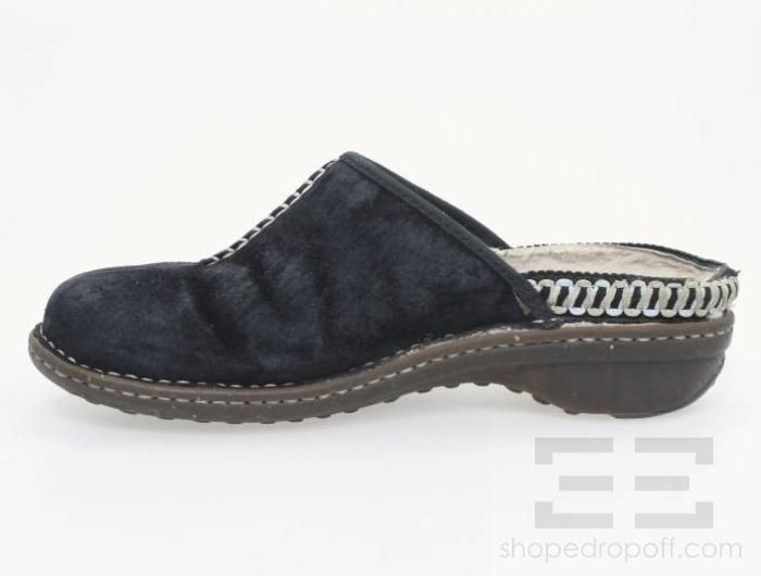 Ugg Dark Navy Suede Shearling Clog Flats Size 9  