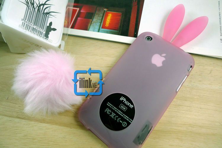 3D Rabbit Silicon Case Cover For iPhone 3 3G A228#Pink  