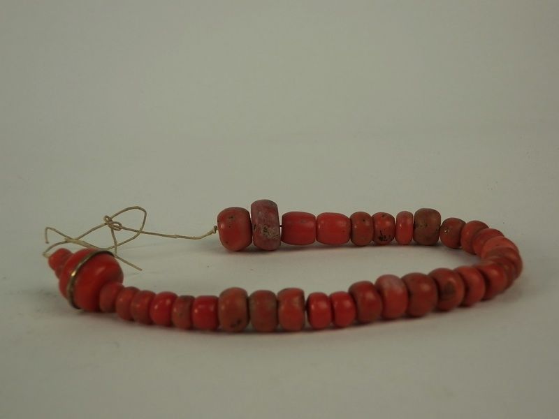   RARE CORAL BUDDHIST JUZU BEADS JAPANESE KANZASHI SANGO SHANFU  