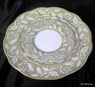 MEAKIN IRONSTONE GREEN RENAISSANCE 18 PC PLATE TRIO  