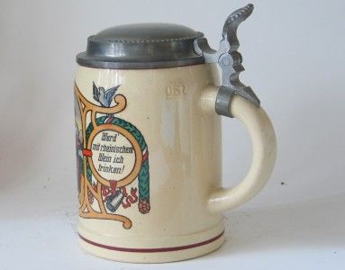 Antique German Beer Stein Marzi and Remy Student Serenade Scene c 