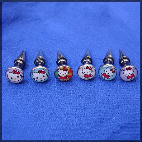 Lot 6 HelloKitty Ear Piercing Plug Gauge Bar bar07s  