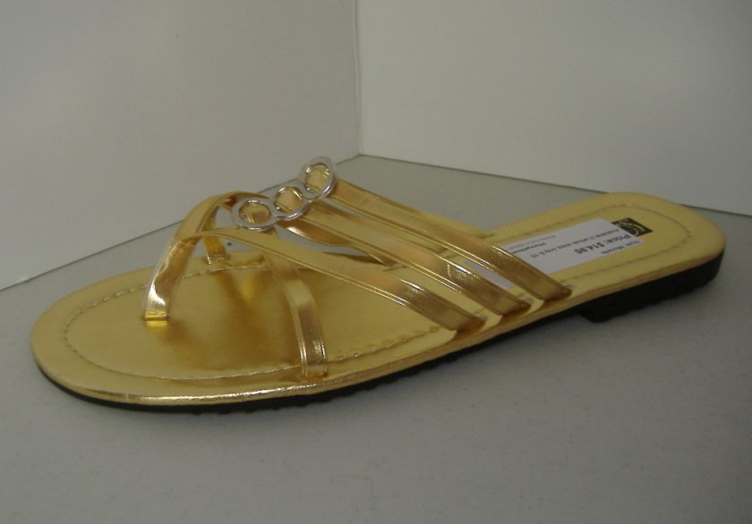 Gold Designer Flip Flop Sandal Strappy NEW Michelle  