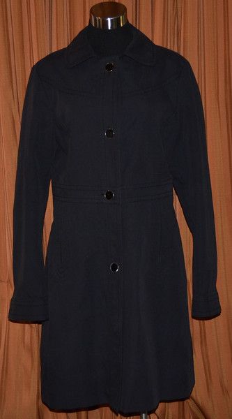 BANANA REPUBLIC BLACK CASUAL BUTTON DOWN TRENCH COAT JACKET WOMENS 