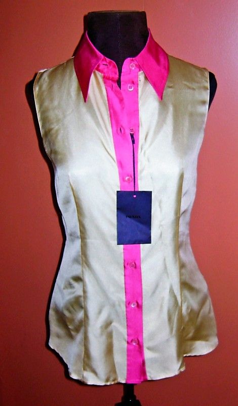 PRADA 2010 RESORT SLEEVELESS SILK SHIRT BLOUSE TOP 40  