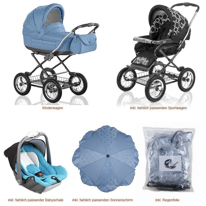 KINDERWAGEN + BABYSCHALE MARITA IN 52 FARBEN  