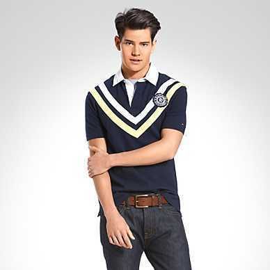 TOMMY HILFIGER CHEVRON STRIPE RUGBY POLO t shirt 2011  