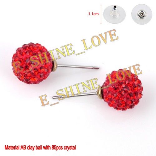 1PairXAB Clay Disco Ball Micro CZ Crystal Earrings Studs 14 Mixed 