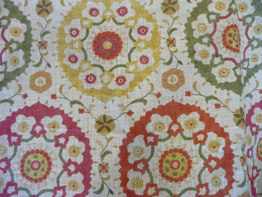   Fabric Red Green Yellow Orange cornwall Ballards Samara Spice  