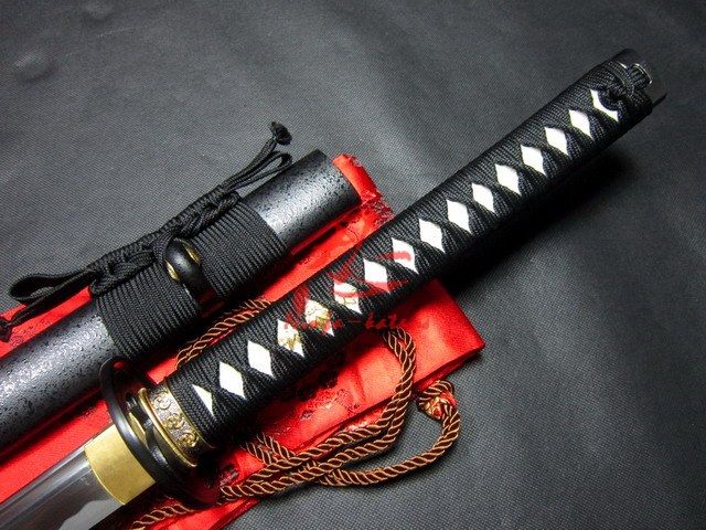 hand forged japanese katana sword cyclone tsuba sharpened  