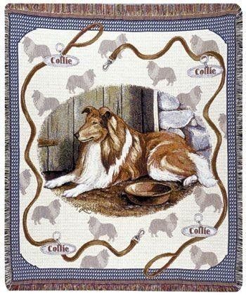 NEW tapestry Throw of Rough Sable Collie 50x60 inches benefitting 