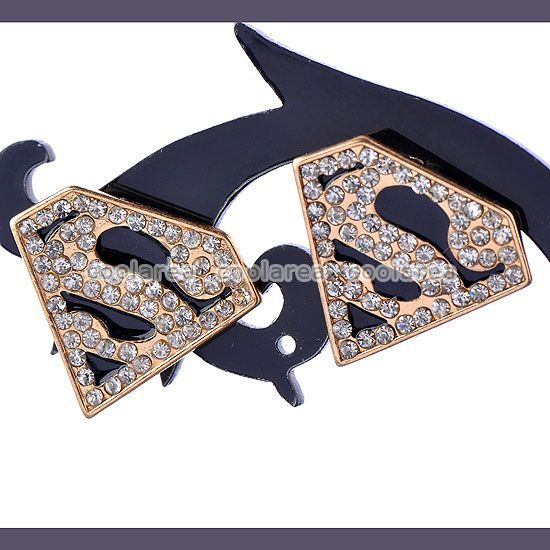 Punk Rock Women Crystal Superman Batman Symbol Ear Studs/ Ring 