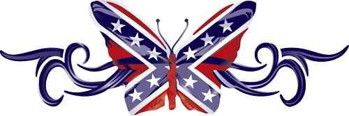 REBEL FLAG BUTTERFLY BUMPER STICKER DECAL STARS & BARS  