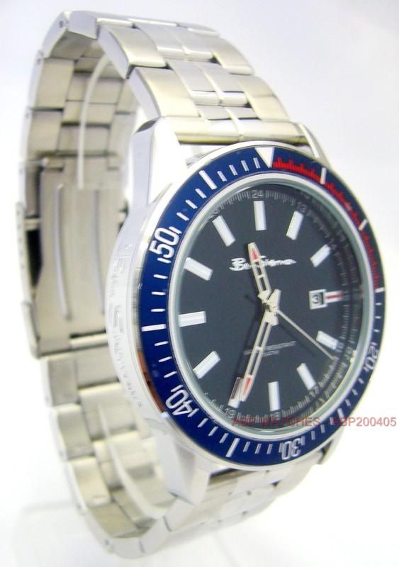 BEN SHERMAN MENS SPORTS STYLE NAVY BLUE DIAL STAINLESS STEEL BRACELET 