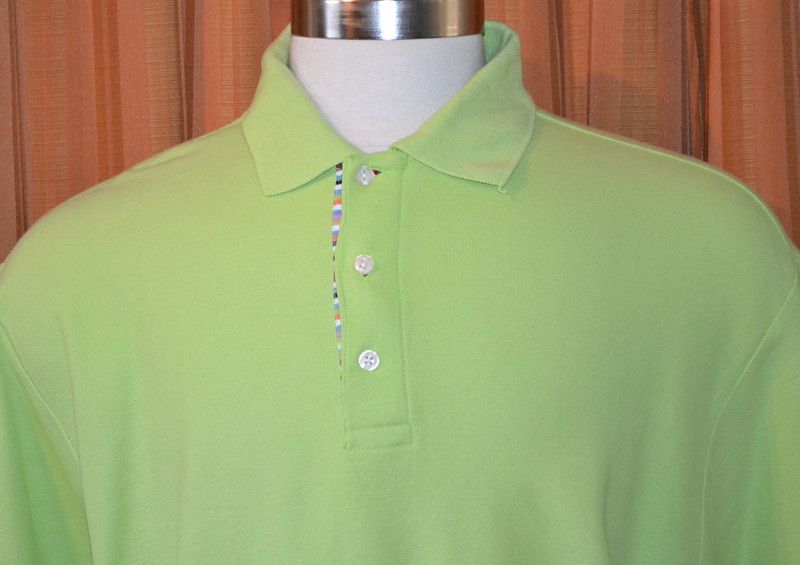 Robert Graham R&G SHORT SLEEVE LIGHT LIME GREEN 100% COTTON POLO SHIRT 