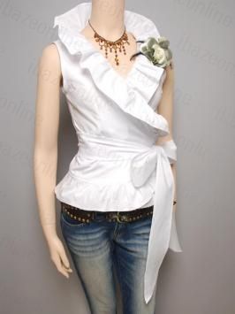 Flounce Ruched Wrap Sleeveless Cardigan Top S M L XL  