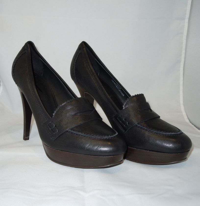 Crew Biella High Heel Loafers Sz 6 Black $265  