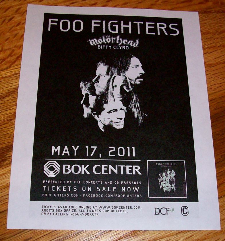 FOO FIGHTERS MOTORHEAD Biffy Clyro Concert Flyer 2011 black & white 
