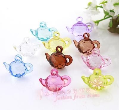 Lot 100 Pcs Mix Color Faceted Plastic Teapot Charms 1  