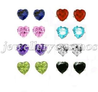 green purple red blue pink black star cz stud earring  