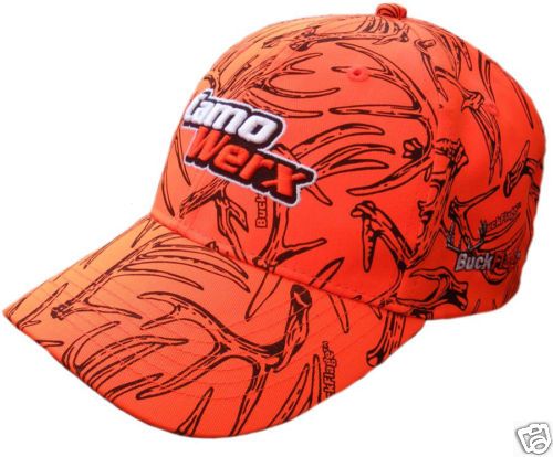 BuckFlage Whitetail Deer Hunting Blaze Orange Hat Camo  