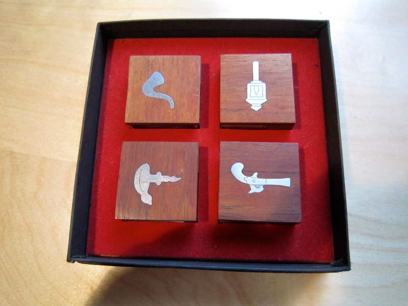 RARE DANSK DESIGN BOX OF FOUR TEAK MATCH BOX COVERS  