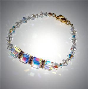 Swarovski crystal clear crystalAB cube bracelet  