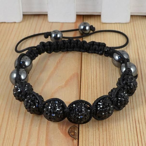   10mm Charm Macrame Friendship Bracelet 7 Disco Swarovski Crystal Balls