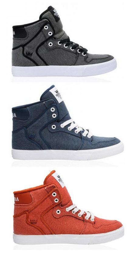 Supra Vaider Washed Canvas Hi Top Trainers BNIB  