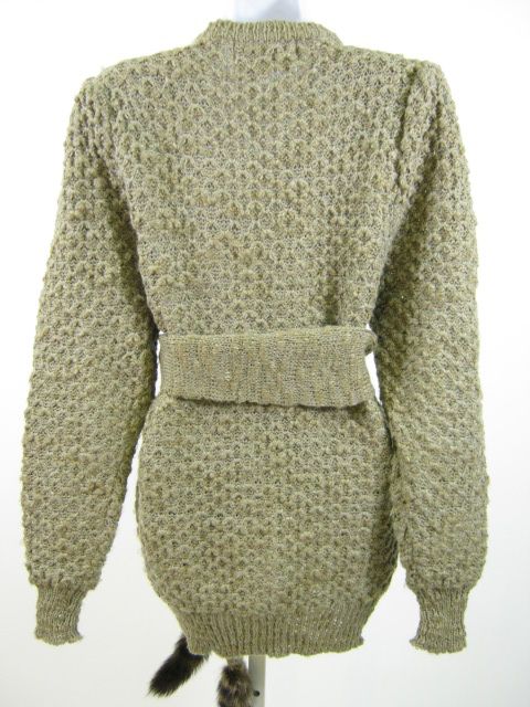 SUNBOW 2 Brown Woven Cardigan Racoon Belt Set Sz M  