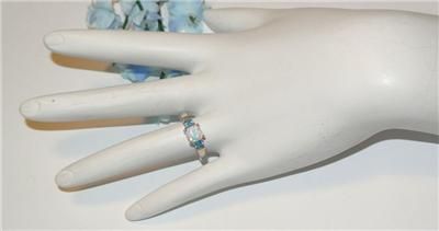 Finest STERLING Silver 14K GOLD OPAL BLUE TOPAZ RING Vintage ESTATE 