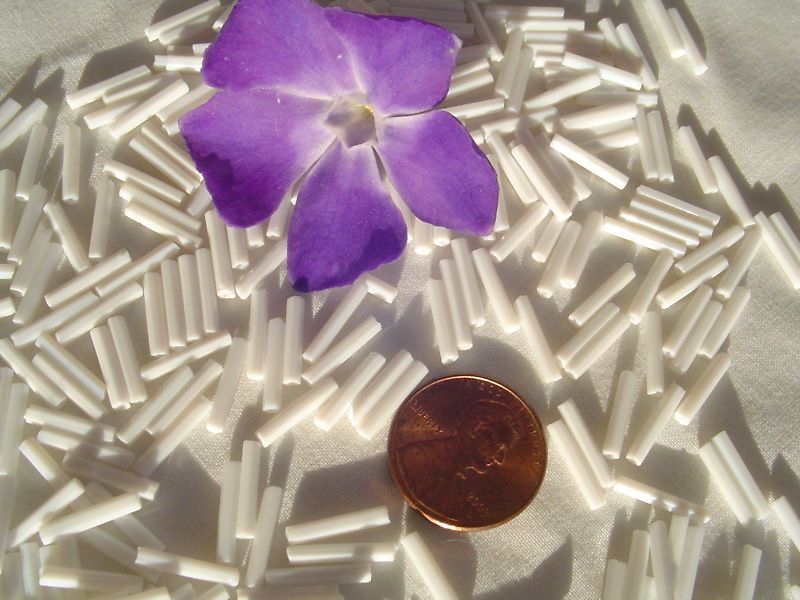 Vintage White Opaque #5 Czech Glass Bugle Beads/20gram  