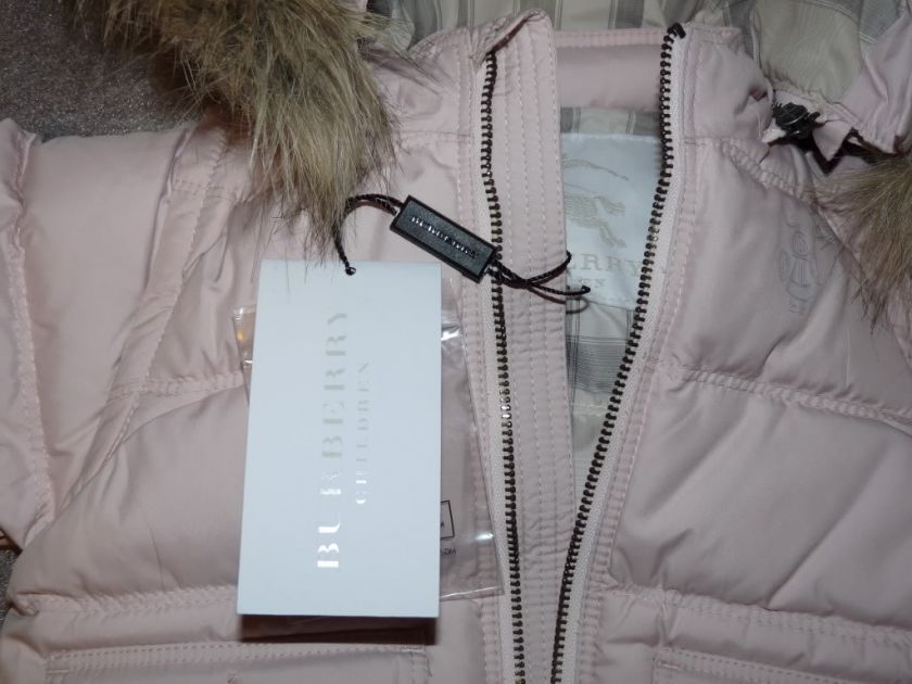 NWT Burberry Infants Girls kids Hooded Detachable sleeve Jacket Coat 