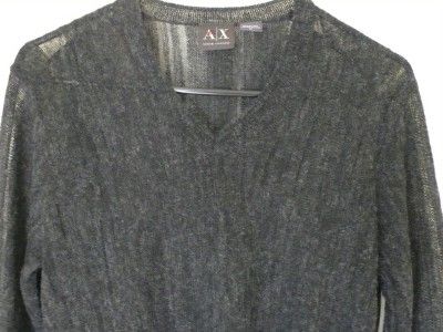 Armani Exchange men black sweater burnout v neck A/X jumper sport 