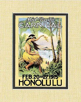 Mid   Pacific Carnival Vintage Print c.1915 from Hawaii  